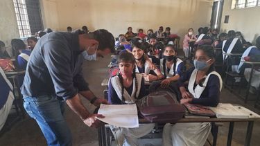Devesh Narula during his voluntary engagement in a school class in India