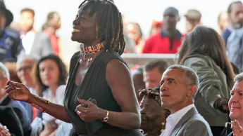 Germany-Alumna Auma Obama at the opening of the new Sauti Kuu Foundation Sports-, Resources- and Education Centre in Kenya in summer 2018