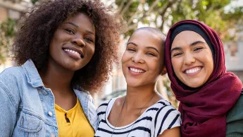 Three women of different nationalities