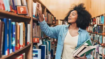 Young student in library